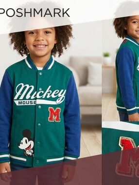 Disney Mickey Mouse Jacket Lightweight Button-up Sweatshirt. Size 5/6